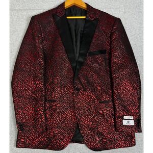 NEW Kilburne & Finch Blazer Men 50L Red Black Metallic Jacquard Tuxedo